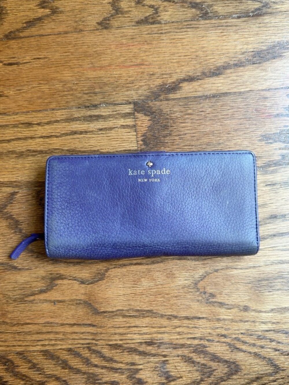 Kate Spade Purple Pebbled Leather Continental Zip Wallet